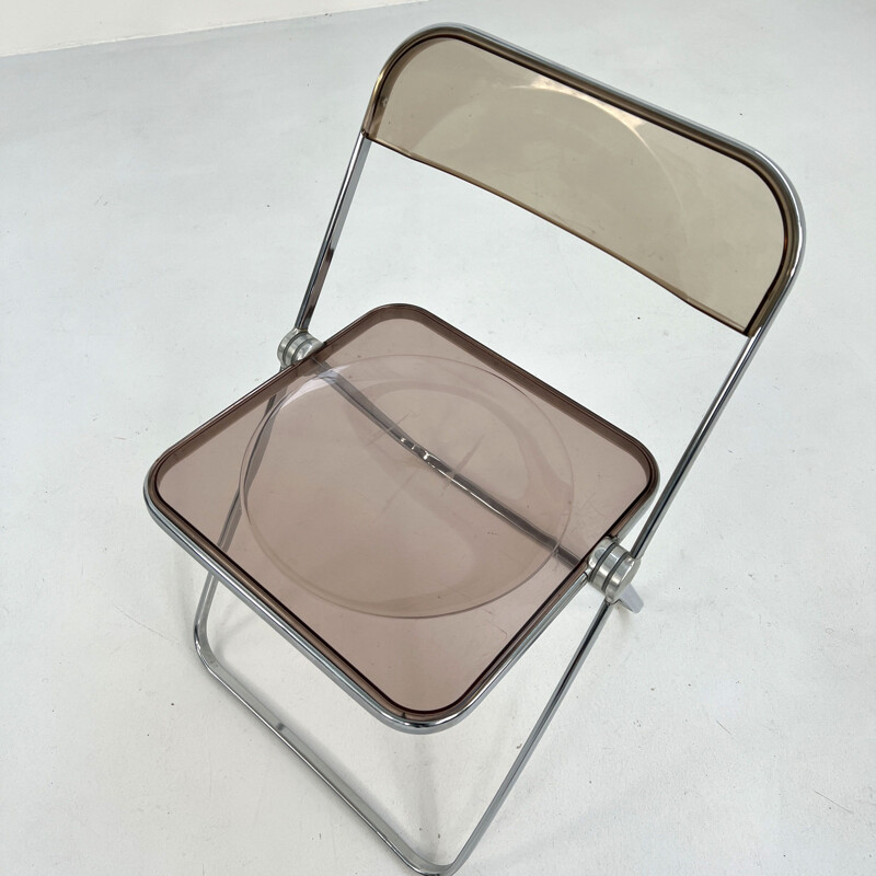 Vintage smoke Plia chair by Giancarlo Piretti for Anonima Castelli, 1960s