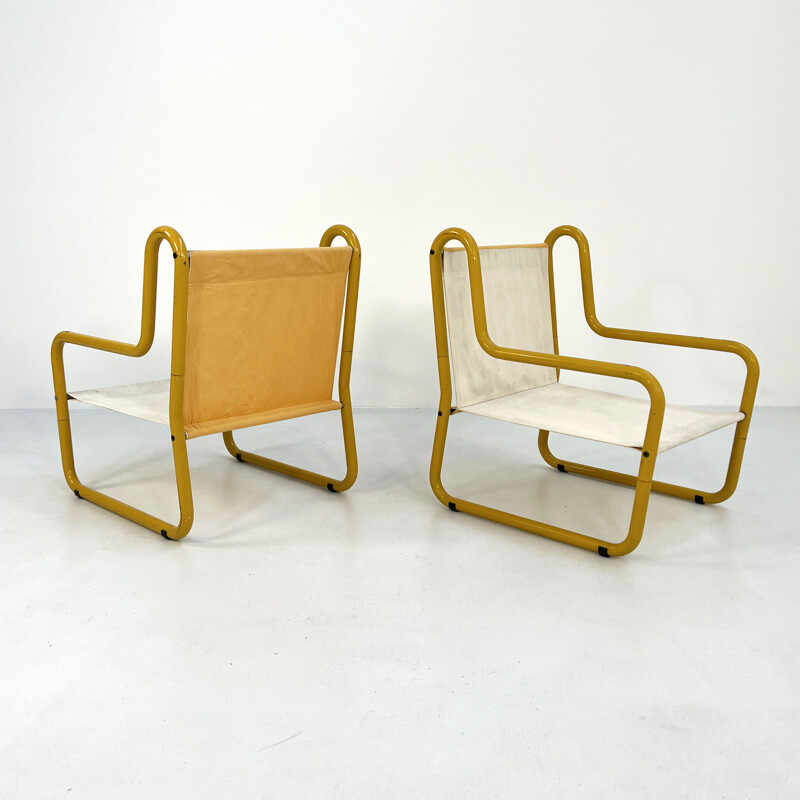 Pair of vintage yellow garden armchairs by Aldo Barbieri, 1980s