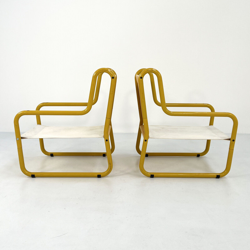 Pair of vintage yellow garden armchairs by Aldo Barbieri, 1980s