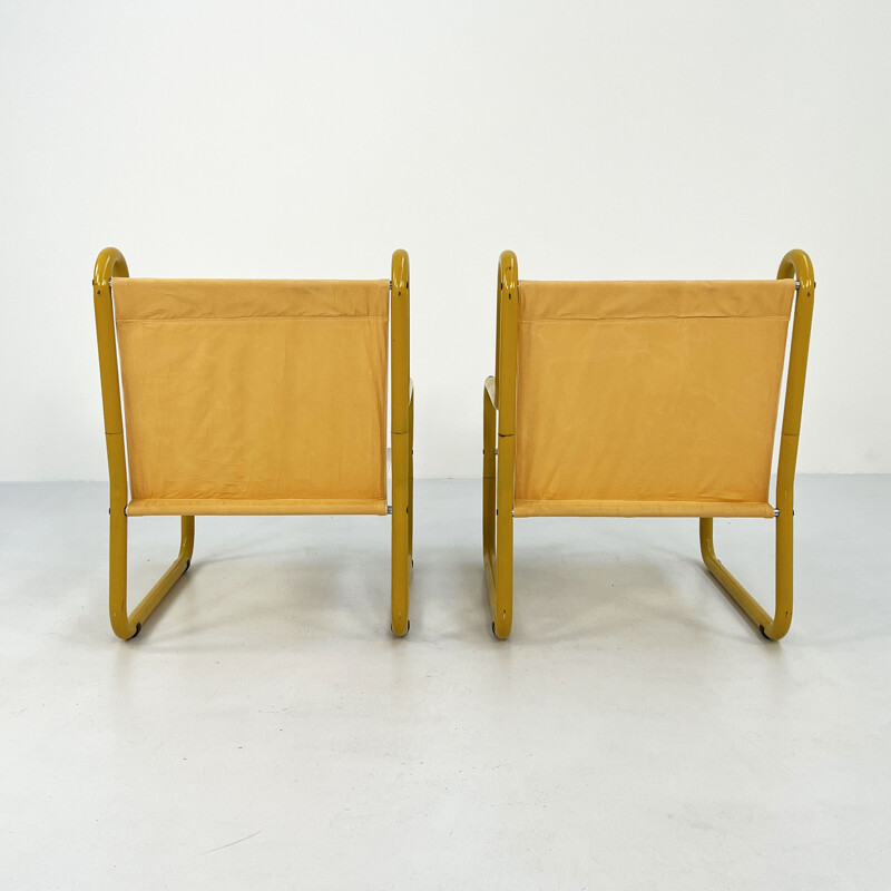 Pair of vintage yellow garden armchairs by Aldo Barbieri, 1980s