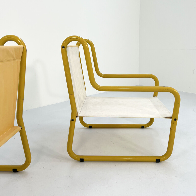 Pair of vintage yellow garden armchairs by Aldo Barbieri, 1980s