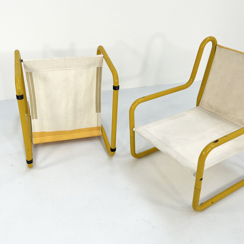 Pair of vintage yellow garden armchairs by Aldo Barbieri, 1980s