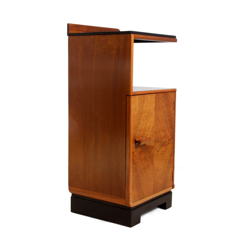 Small English bedside cabinet in walnut - 1930s