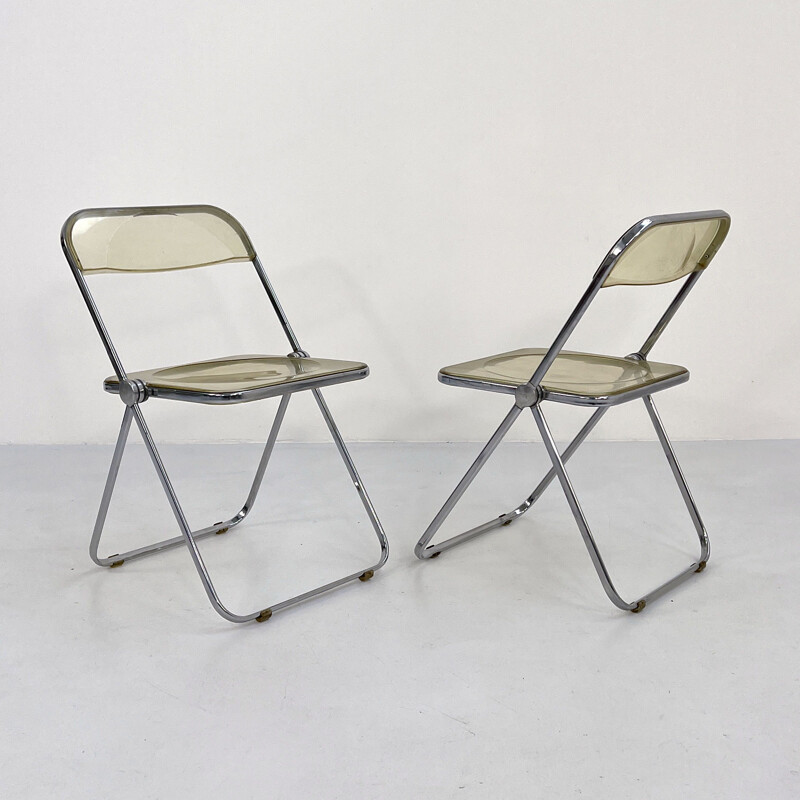 Paire de chaises Plia vintage en lucite de Giancarlo Piretti pour Anonima Castelli, 1960