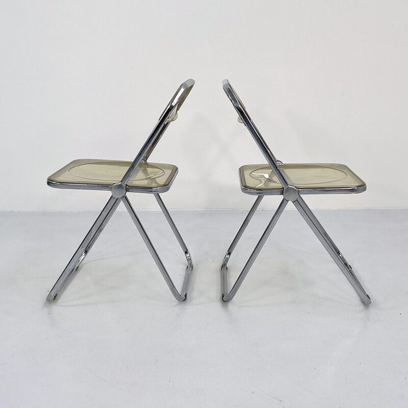 Pair of vintage lucite Plia chairs by Giancarlo Piretti for Anonima Castelli, 1960s