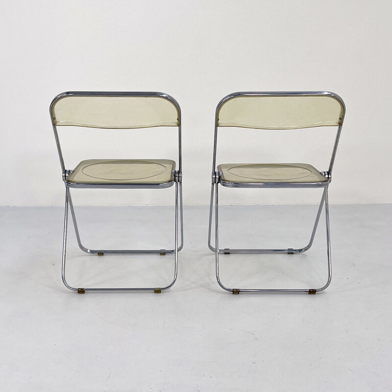 Paire de chaises Plia vintage en lucite de Giancarlo Piretti pour Anonima Castelli, 1960
