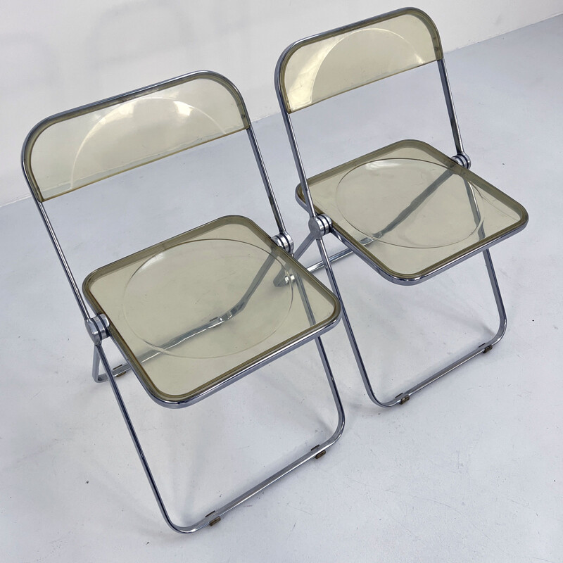 Pair of vintage lucite Plia chairs by Giancarlo Piretti for Anonima Castelli, 1960s