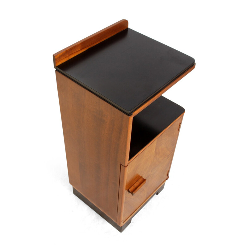 Small English bedside cabinet in walnut - 1930s