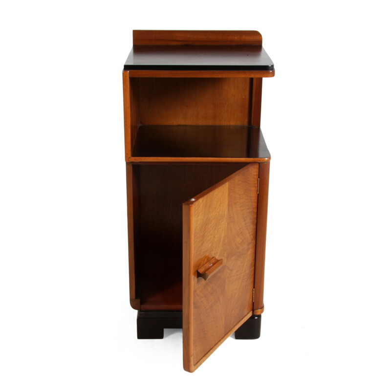 Small English bedside cabinet in walnut - 1930s