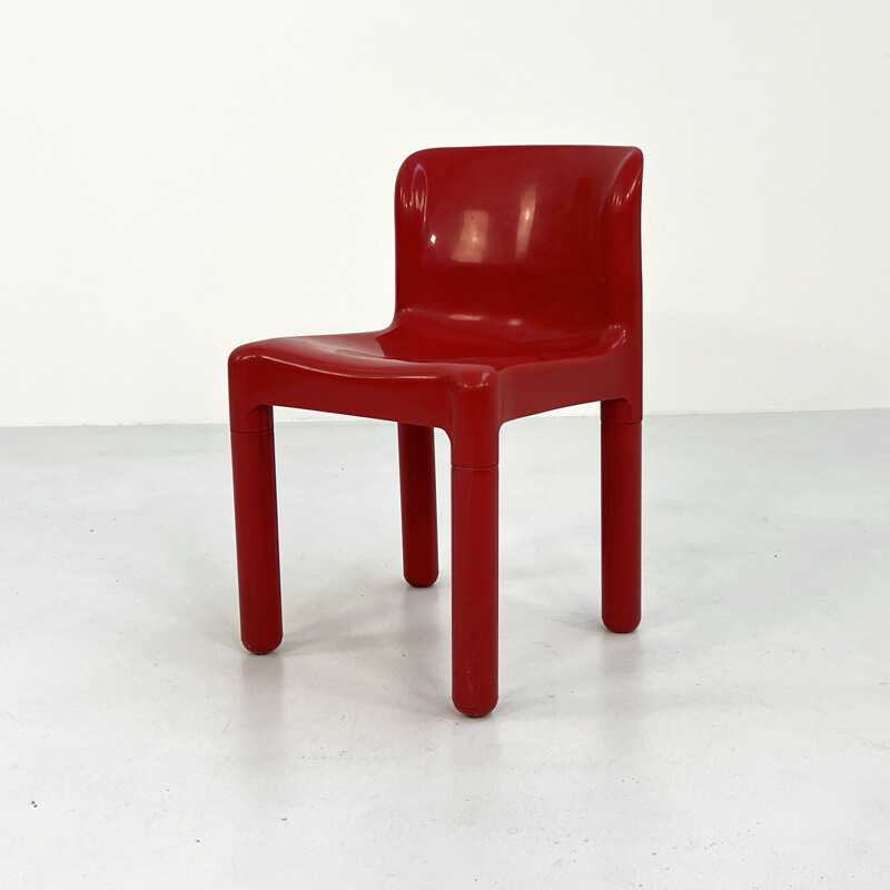 Chaise vintage rouge modèle 4875 de Carlo Bartoli pour Kartell, 1970