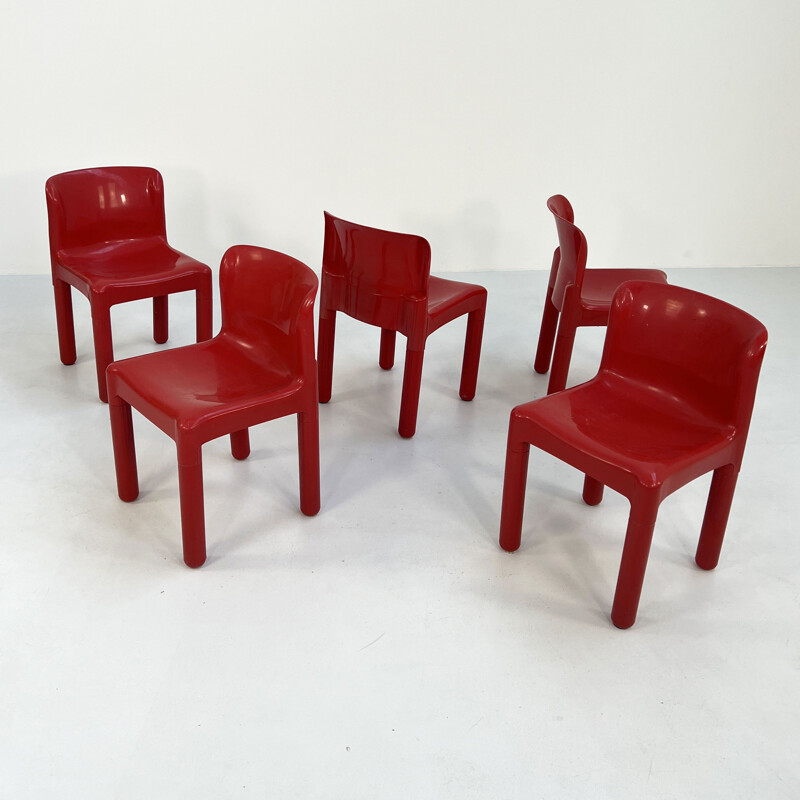 Vintage red Model 4875 chair by Carlo Bartoli for Kartell, 1970s