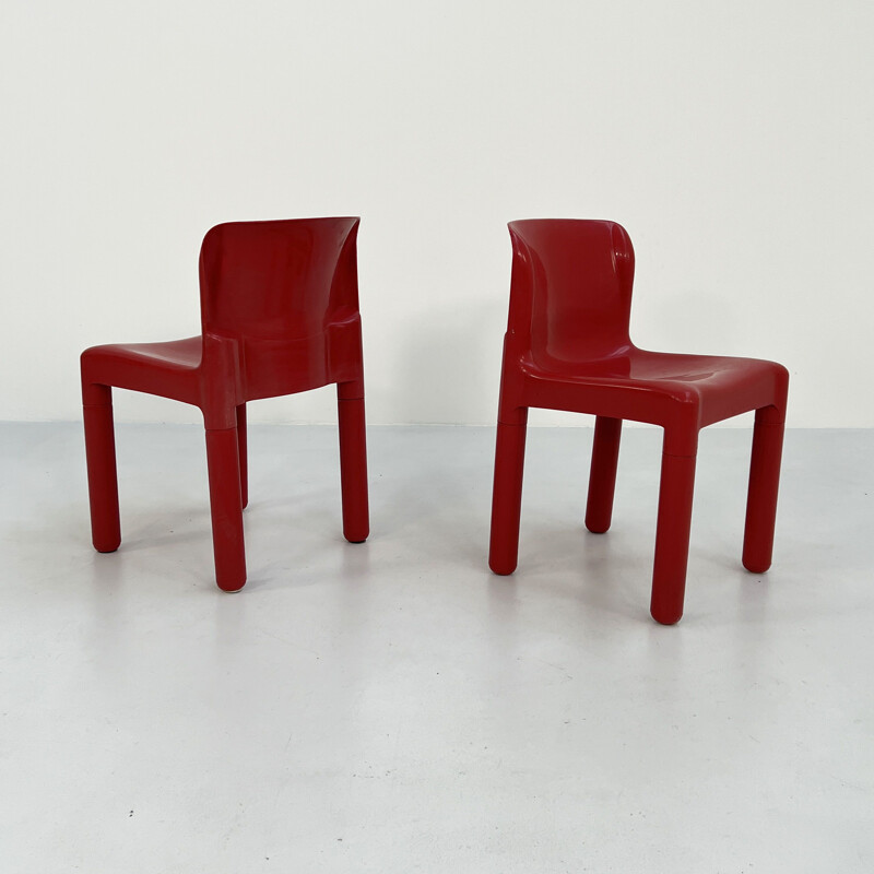 Vintage red Model 4875 chair by Carlo Bartoli for Kartell, 1970s