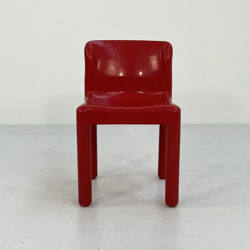 Chaise vintage rouge modèle 4875 de Carlo Bartoli pour Kartell, 1970