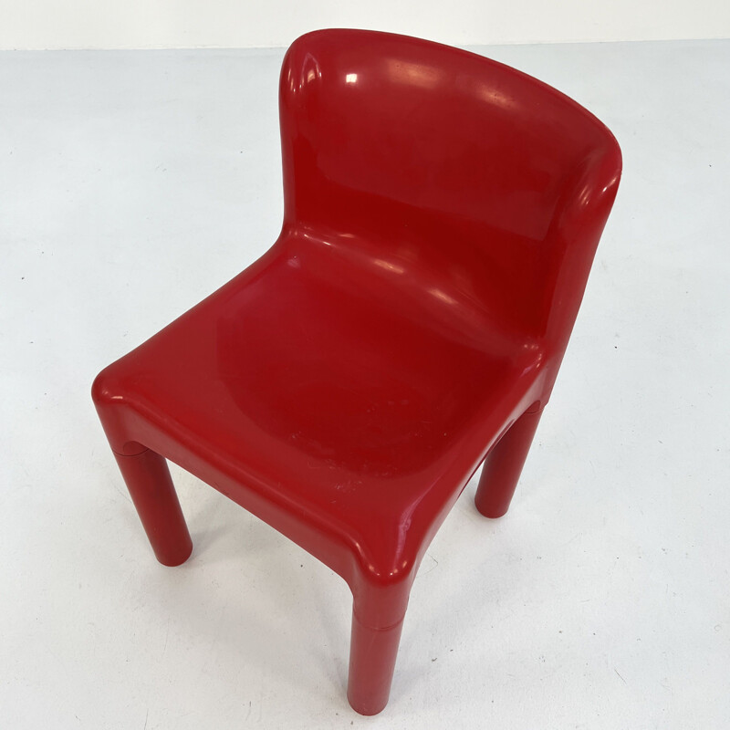 Chaise vintage rouge modèle 4875 de Carlo Bartoli pour Kartell, 1970