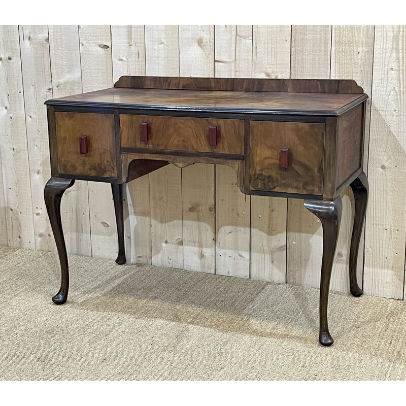 Vintage English Art Deco walnut desk, 1930