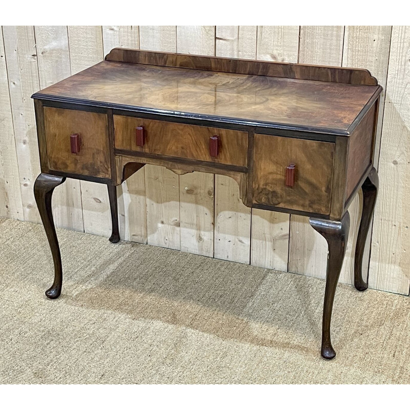 Vintage English Art Deco walnut desk, 1930