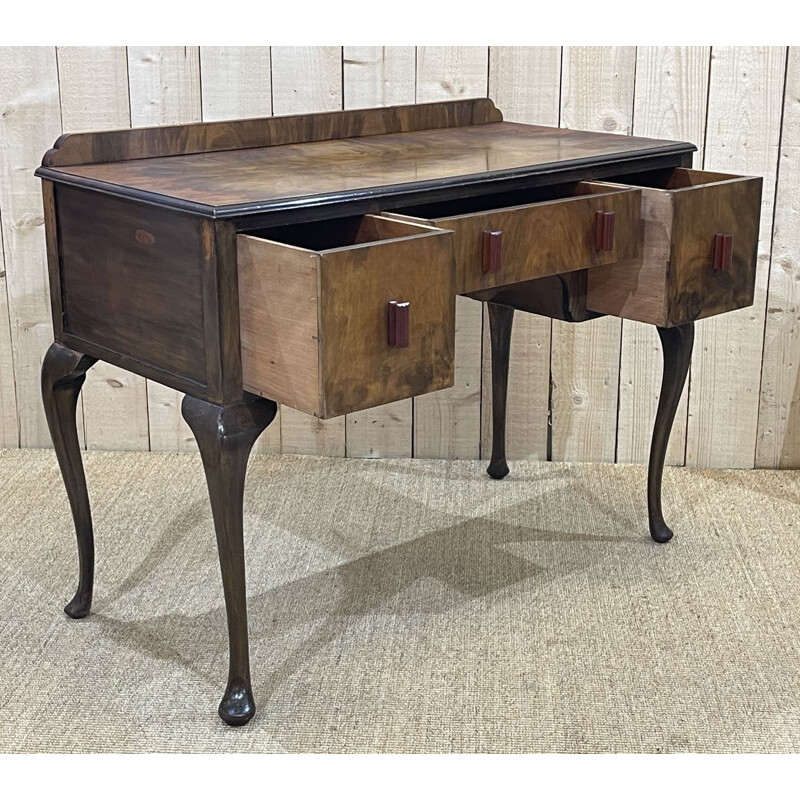 Vintage English Art Deco walnut desk, 1930