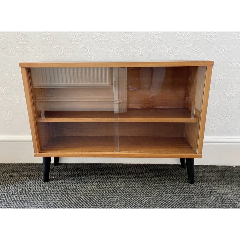 Small vintage glass cabinet book shelf
