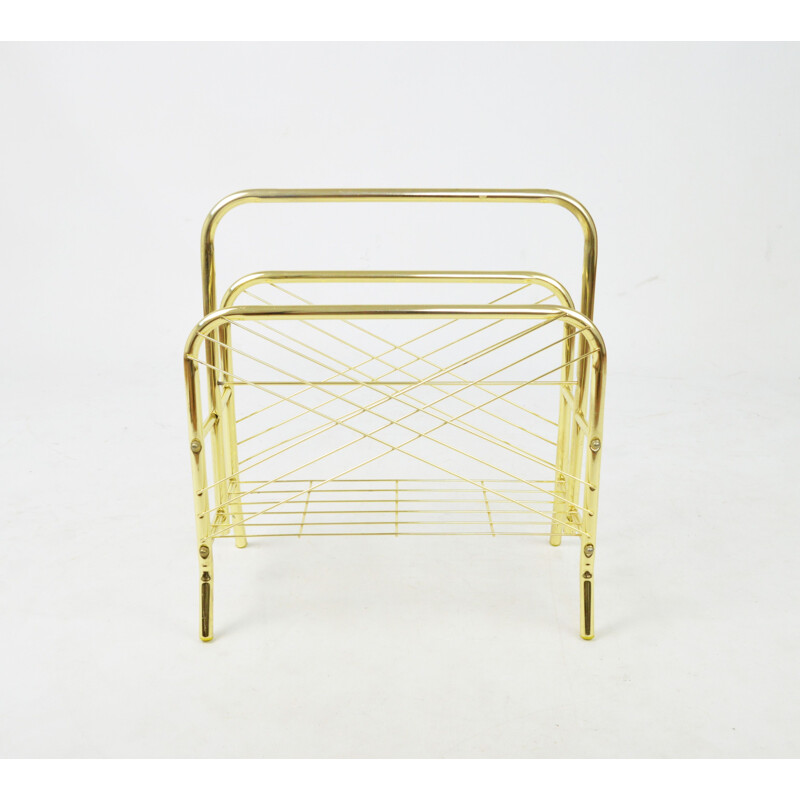 Vintage gold magazine rack, 1980