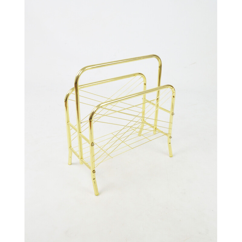 Vintage gold magazine rack, 1980