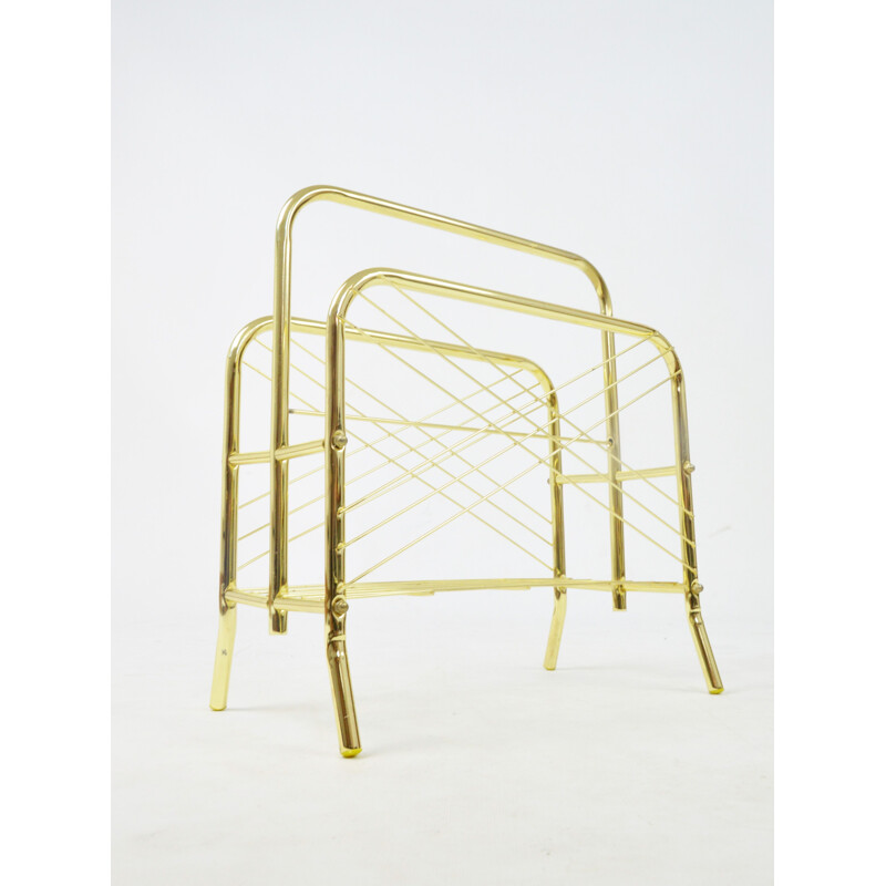 Vintage gold magazine rack, 1980