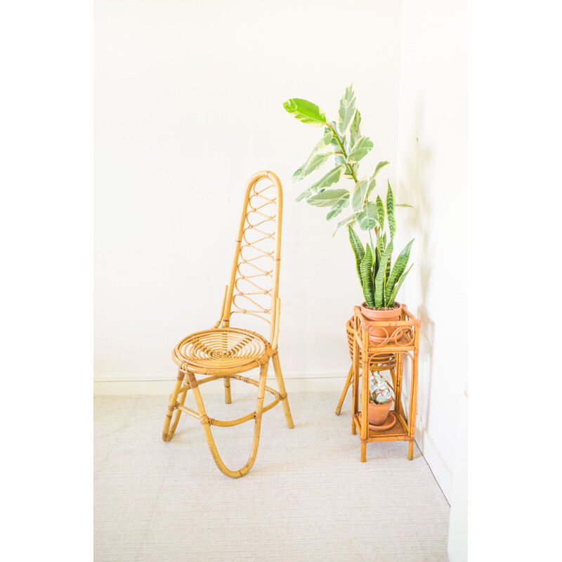 Mid-century bamboo high backrest chair, 1960s