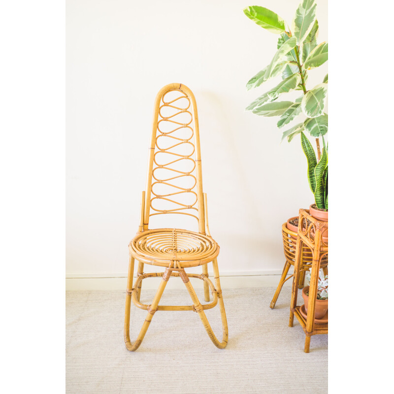 Mid-century bamboo high backrest chair, 1960s