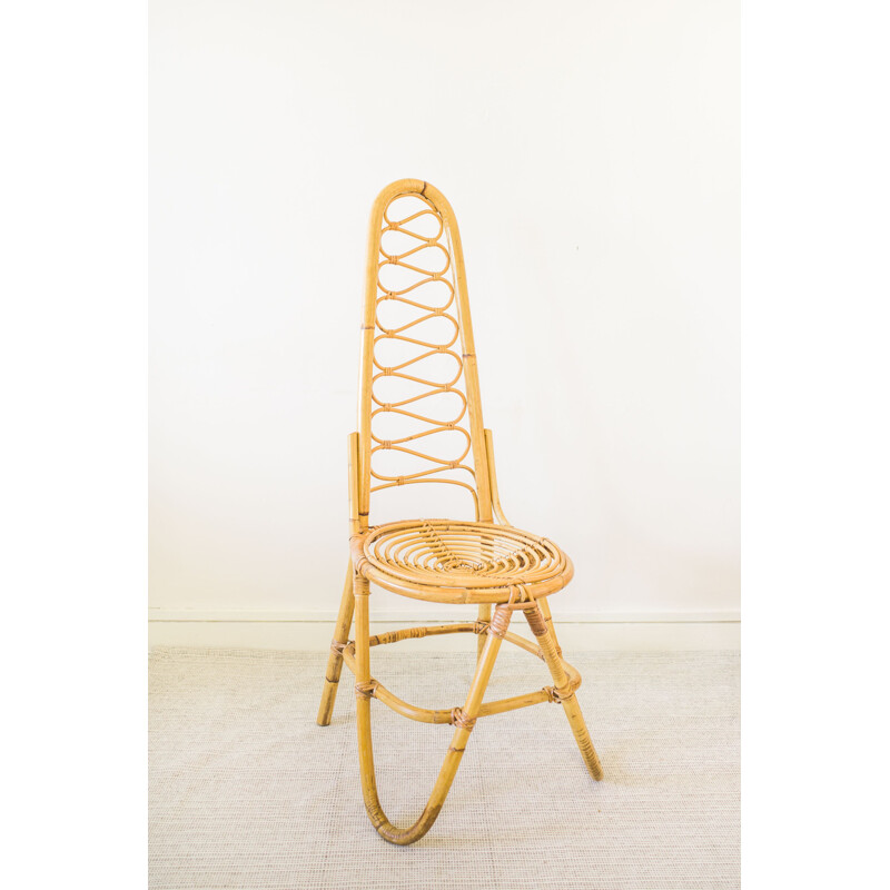 Mid-century bamboo high backrest chair, 1960s