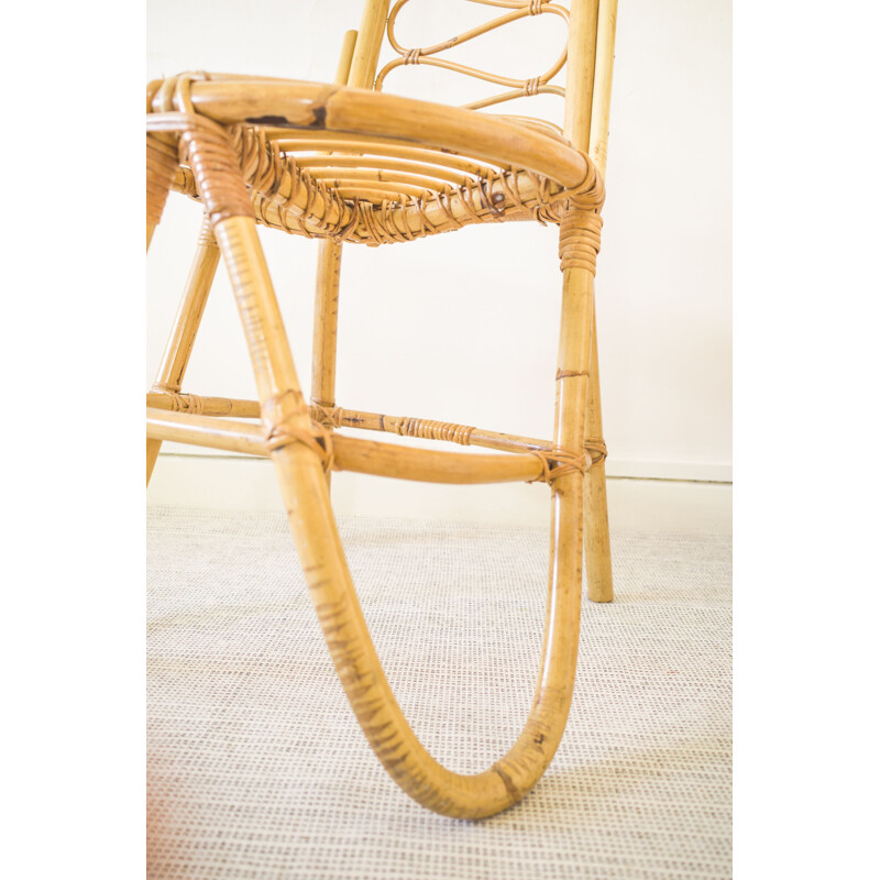 Mid-century bamboo high backrest chair, 1960s