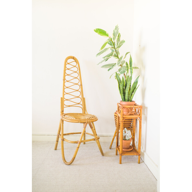 Mid-century bamboo high backrest chair, 1960s