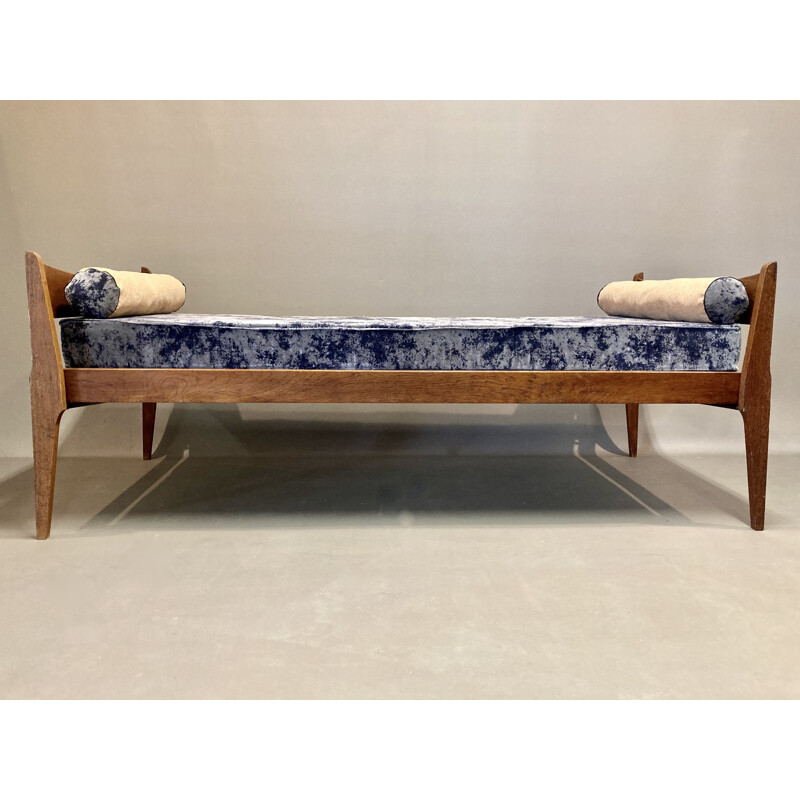 Vintage velvet and grey cork daybed, 1950