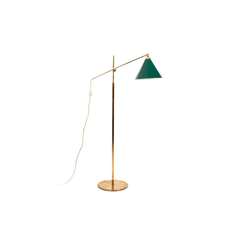 Vintage "Vaterpump" brass floor lamp by Th. Valentiner, Denmark 1950s