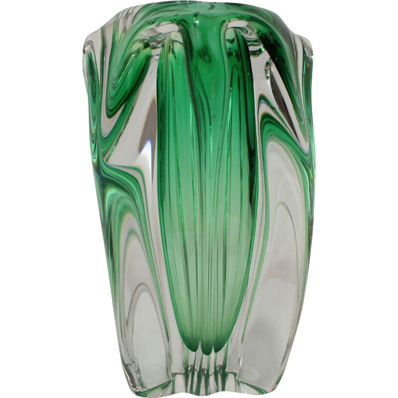 Vintage glass vase by Josef Hospodka, Czechoslovakia 1960