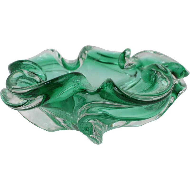 Vintage art glass ashtray by Josef Hospodka for Chribska Glassworks, Czechoslovakia 1960