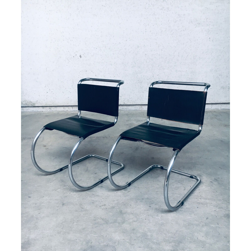 Pair of vintage MR10 cantilever chairs in black, Italy 1960s