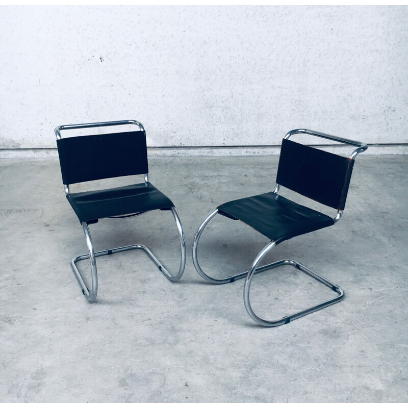 Pair of vintage MR10 cantilever chairs in black, Italy 1960s