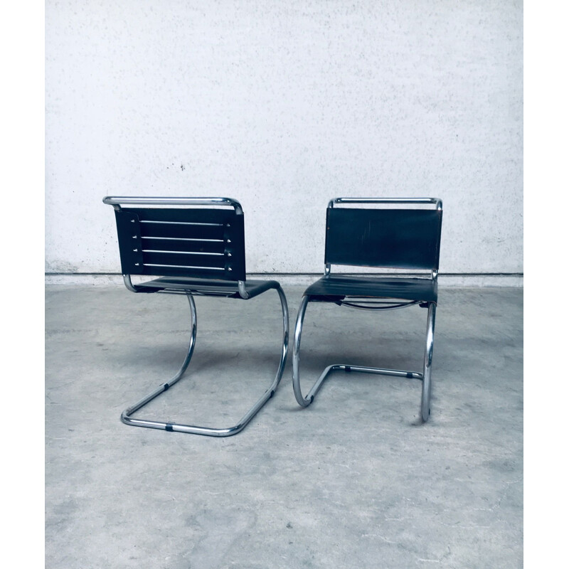 Pair of vintage MR10 cantilever chairs in black, Italy 1960s