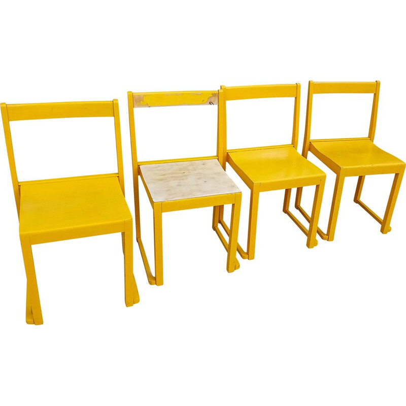 Set of 4 Swedish vintage Orchester stacking chairs by Sven Markelius