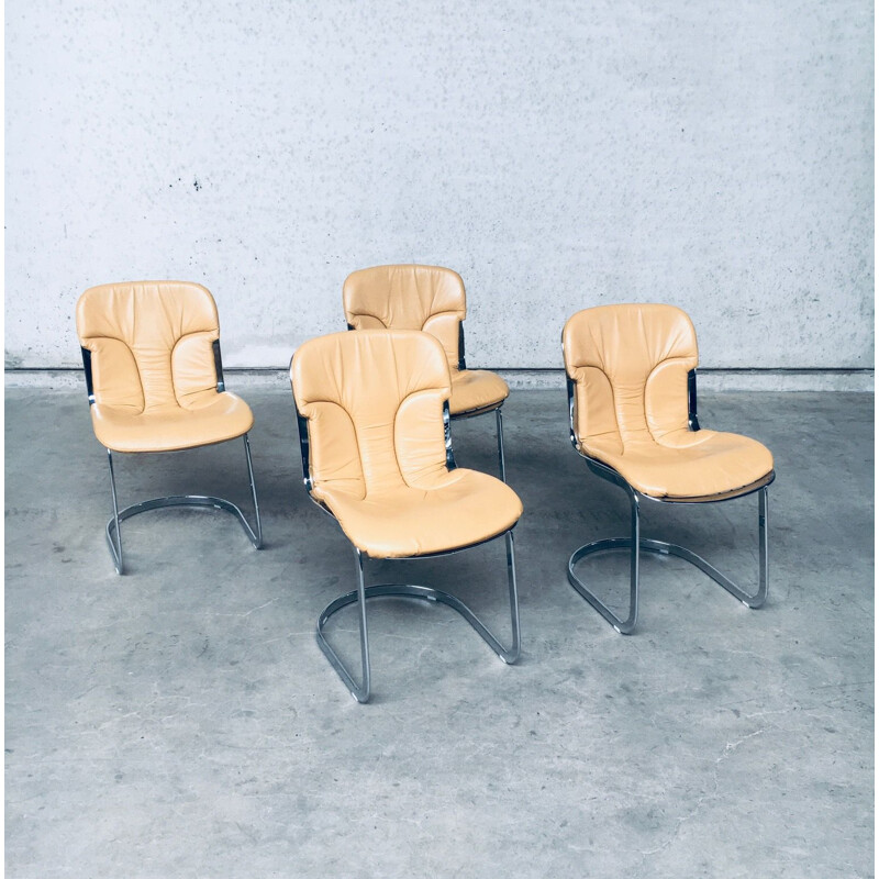 Set of 4 vintage metal chairs by Cidue, Italy 1970s