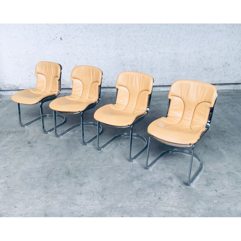 Set of 4 vintage metal chairs by Cidue, Italy 1970s