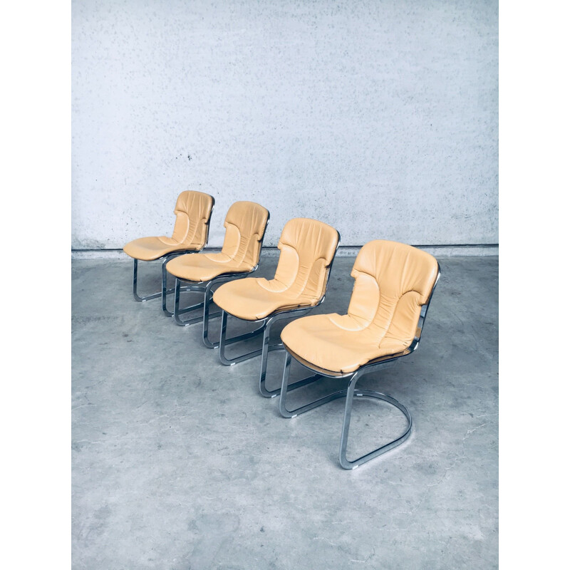 Set of 4 vintage metal chairs by Cidue, Italy 1970s