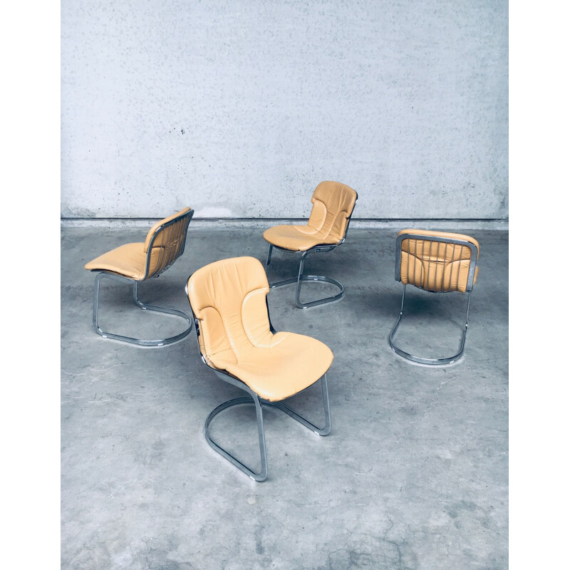 Set of 4 vintage metal chairs by Cidue, Italy 1970s