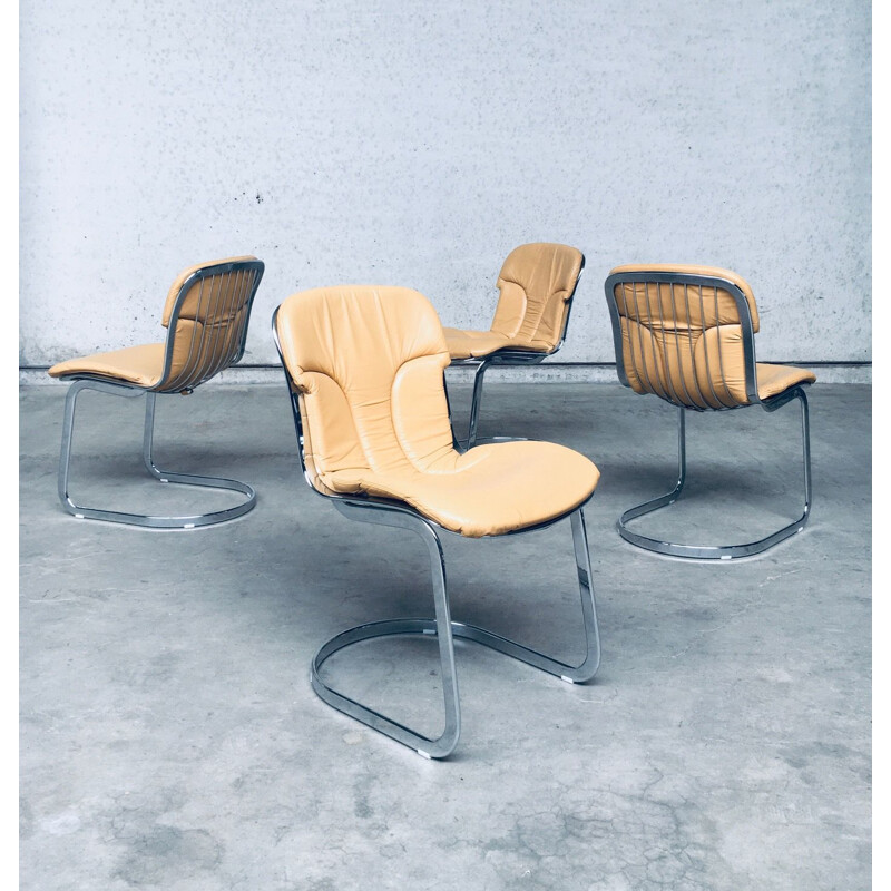 Ensemble de 4 chaises vintage en métal par Cidue, Italie 1970