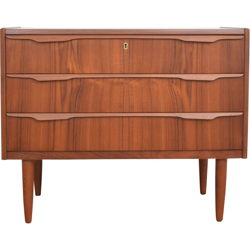 Cassettiera danese d'epoca a tre cassetti in teak, 1960