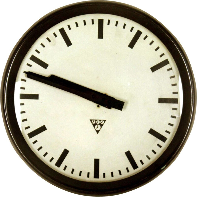 Vintage bakelite railway clock by Pragotron, 1950s