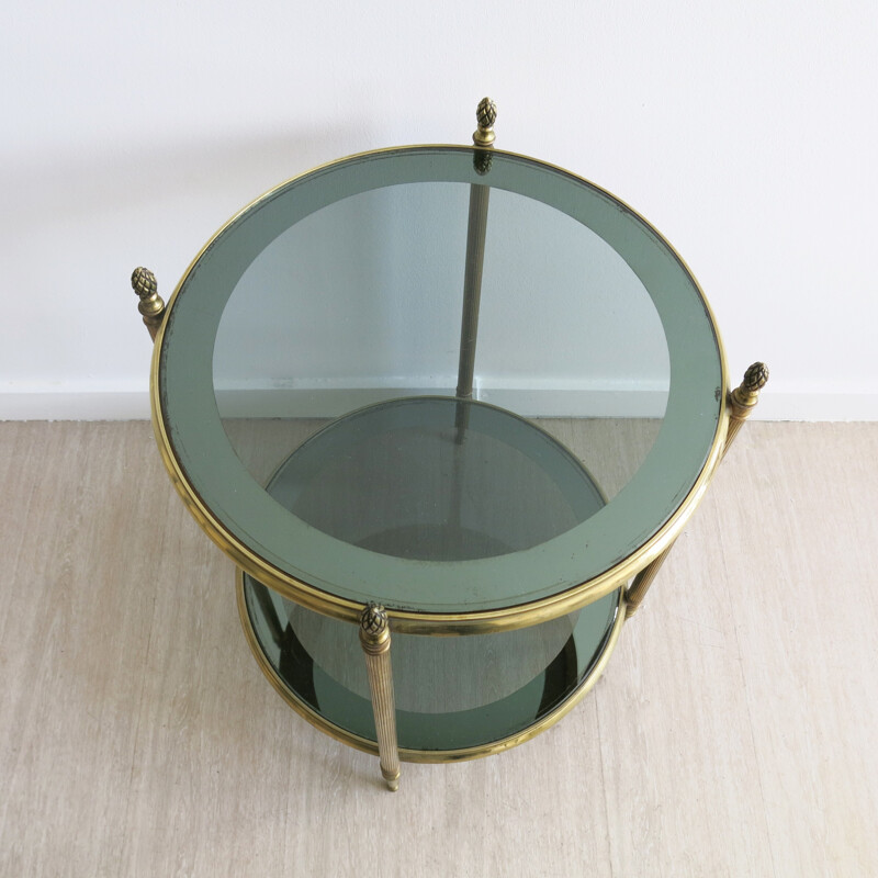 French side table in brass and glass - 1960s