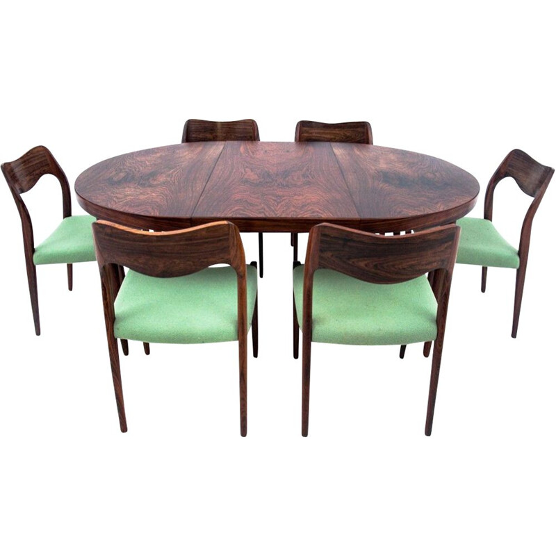 Vintage Danish rosewooden dining set model 71 by Niels O. Møller, 1960s