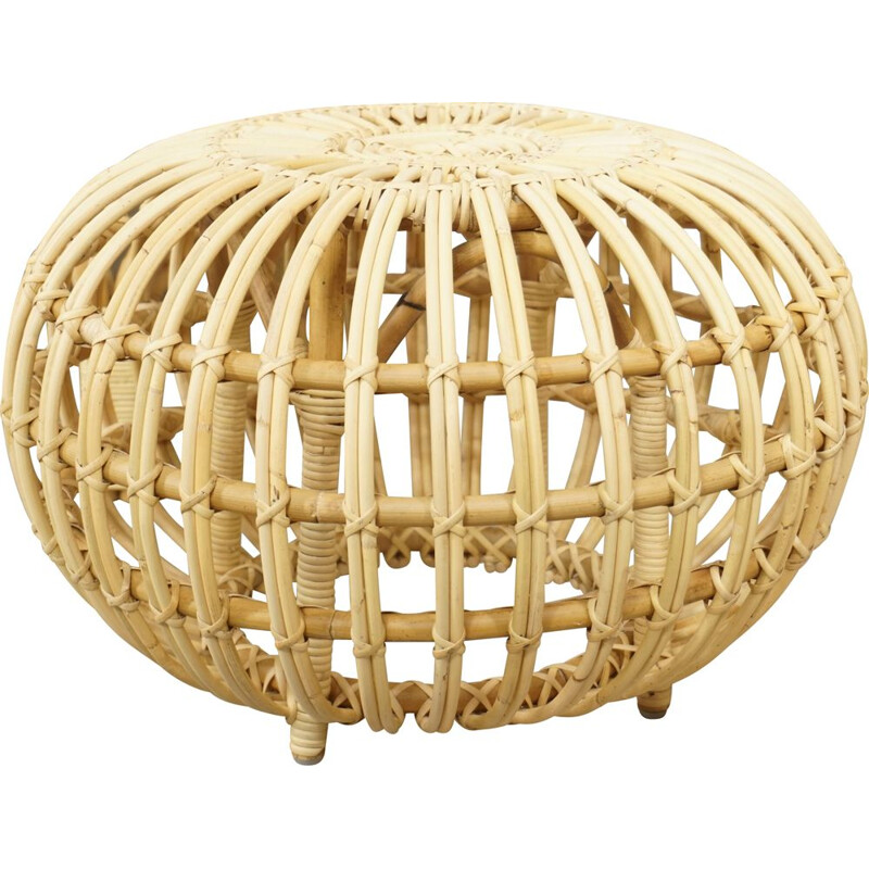 Pouf vintage in rattan di Franco Albini, 1950