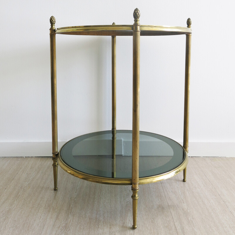 Table d'appoint française en verre et laiton - 1960