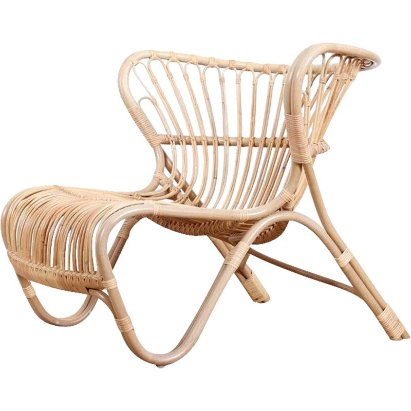 Vintage rattan lounge chair by Viggo Boesen